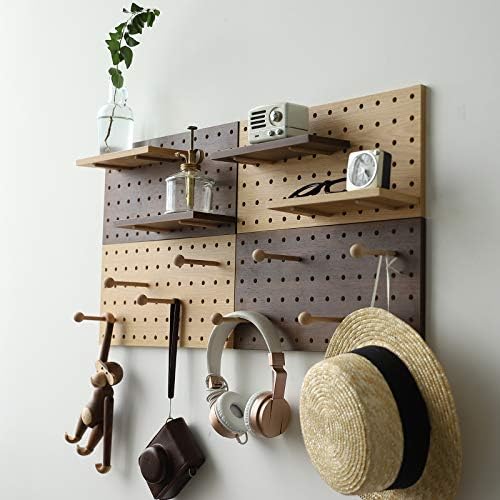 Wooden Pegboard Modular Display Organization Storage Wall Hooks Shelf(Color:Oak) - Image 5