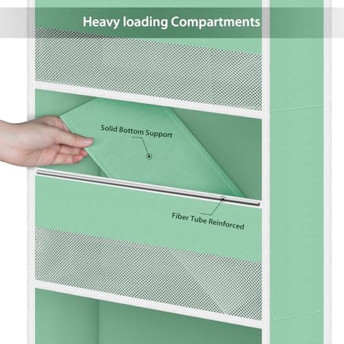 Univivi Fabric Over Door Hanging Organizer for Baby Nursery, Green, 6-Shelf - Image 5