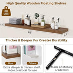 Floating Shelves for Wall, 48 inch Walnut Extra Long Wall Shelves - Image 3