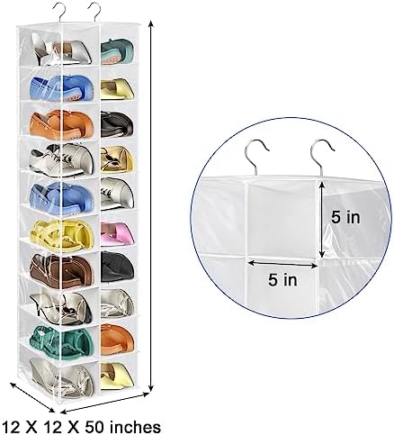 Libeder 20 Section Hanging Shoe Organizer & Storage for Closet, White - Image 3