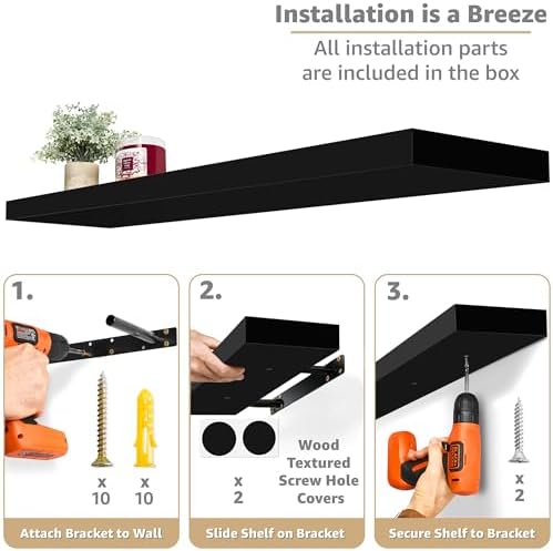 Sorbus Floating Shelves for Wall Storage (35 Inch, 2 Pack, Black) - Image 4