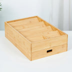 Bamboo Expandable Flatware Drawer Organizer Stackable Bamboo Silverware Drawer Organizer – 2-Tier Kitchen Utensil Tray with Compartments, Flatware Organizer for Spoons - Image 4