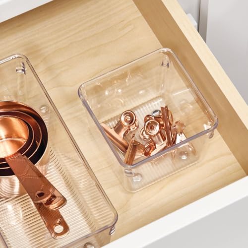 iDesign Plastic Drawer Organizer Bins, Set of 6, Clear - Image 6