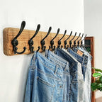Dseap Coat Rack Wall - Heavy-Duty 38-1/4" Long, with Reinforced 10 Custom Tri-Hooks, Solid Wood Wall Hanger for Coats Hat Jackets - Rustic Farmhouse Entryway Storage,Weathered Brown & Black,Pack of 2 - Image 2