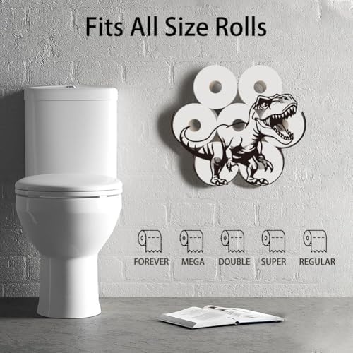 WADORN Funny Dinosaur Metal Toilet Paper Holder, Dino Decorative Metal Toilet Paper Storage for Extra 8 Rolls Funny Freestanding Safari Animal Wall Mounted Organizer for Restroom Bathroom Cabinet - Image 3