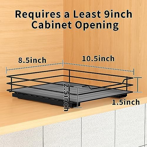 BOIVSHI Pull Out Spice Rack Organizer for Cabinet, Heavy Duty Slide Out Spice Rack Organizer for Kitchen Cabinets and Pantry, Fits Spices, Sauces, Canned Food (8.5''Wx10.5''Dx2.5''H) - Image 4