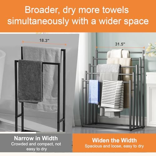 Honiter Towel Racks for Bathroom, 5 Tier Wide Towel Drying Rack Outdoor, Free Standing Towel Rack, Pool Towel Blanket Stand and Display Rack for Oversized Bath Towels - Image 7