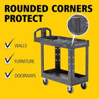 Rubbermaid Commercial Products 2-Shelf Utility/Service Cart, Small, Lipped Shelves, Ergonomic Handle, 500 lbs. Capacity, for Warehouse/Garage/Cleaning/Manufacturing - Image 4