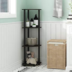 Furinno TURN-N-TUBE Corner Shelf, 4-Tier Corner Bookshelf, Display Storage Shelves with Open Shelves, for Organization and Storage, Living Room, Home Office, Garage, Espresso - Image 2