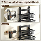 POKIPO 9 Tier Narrow Over The Door Pantry Organizer, 2 in 1 Wall Mount or Hanging Spice Rack with Adjustable Deep Basket, Heavy-Duty Seasoning Organizer and Storage for Kitchen Closet Bathroom - Image 5