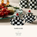 MACKENZIE-CHILDS Glass Lazy Susan, Black-and-White Courtly Check - Image 5