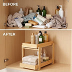 Bamboo Under Sink Organizer Adjustable Height 2 Tier Bathroom Organizer - Image 6