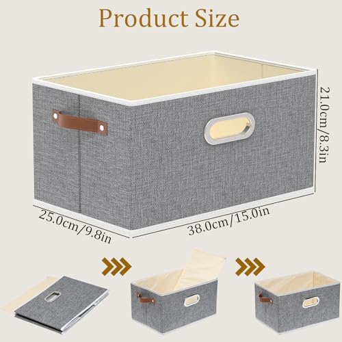 Yawinhe Collapsible Fabric Storage Bins,15.0x9.8x8.3in,Grey,6-Pack - Image 5