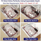 MAJALiS Red Expandable Dish Drying Rack Over The Sink with Anti Slip Grip - Image 3