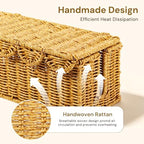 2Pcs Scalloped Edge Cable Management Box, Handmade Rattan Cord Organizer - Image 4