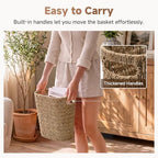 StorageWorks Seagrass Bathroom Trash Can, Wicker Waste Basket for Bedroom - Image 3