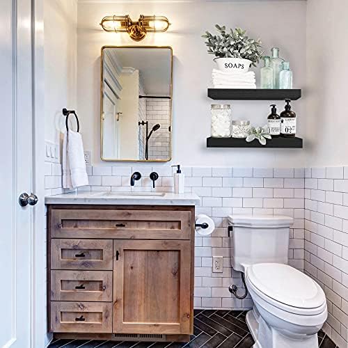 QEEIG Bathroom Floating Shelves for Wall (Black, Set of 2, 15.7") - Image 2