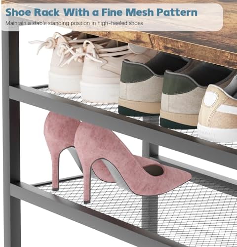 Shoe Rack,Freestanding Hidden Shoe Storage Organizer for Entryway, Shoe Bench Shelves for High Boot with Seat Cushion,Wood Shoe Rack Cabinet for Front Door Entrance Closet, Hallway, 5 Tier,Brown - Image 6