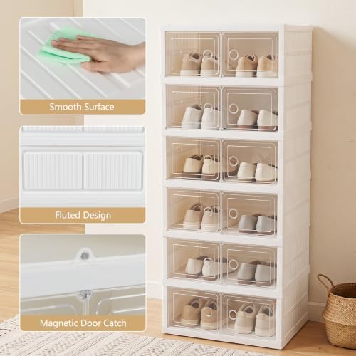 GIANTEX 6-Tier Shoe Rack Organizer, Folding Shoe Storage Boxes, No-Assembly - Image 7