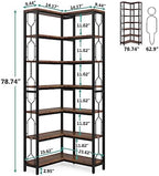 Tribesigns Corner Shelf, 7-Tier Industrial Corner Bookshelf and Bookcase - Image 2