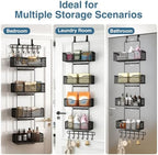 Over The Door Organizer with 4 Adjustable Baskets & Coat Hook, Metal Large Capacity Hanging Door Storage for Bathroom, Bedroom, Kitchen, Pantry & Closet, Black - Image 6