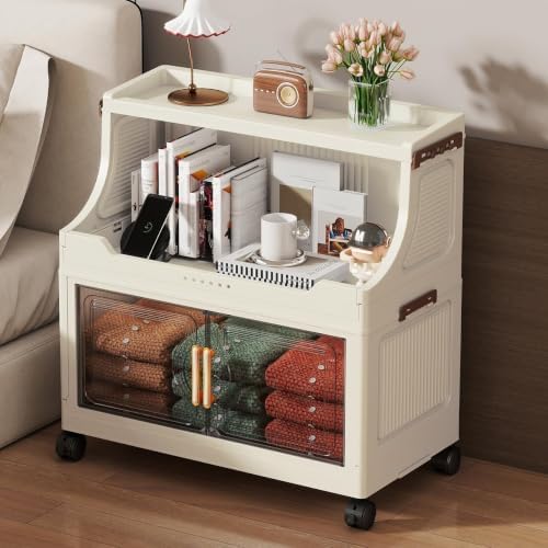 260QT Stackable Storage Bins with Lids & Rack, 6 Tier Large Capacity Foldable Storage Cabinet, Clear Collapsible Pantry Organizer for Home, Kitchen, Bathroom, Dorm, Office, Clear - Image 2
