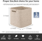 OIAHOMY Storage Cubes 11 Inch Storage Bins 3-Pack Square Baskets Brown - Image 3