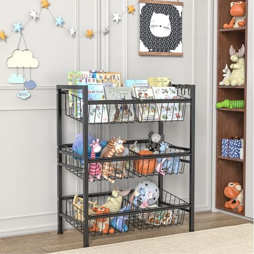 Hastatii Kitchen Storage Basket Shelf, Snack Shelf, Vegetable Shelf, 3 Tier, Black - Image 4