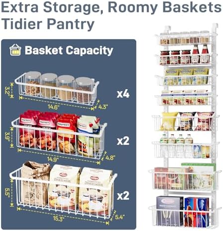 MSERCUOR Over The Door Pantry Organizer, 8-Tier Black Pantry Door Organizer - Image 5