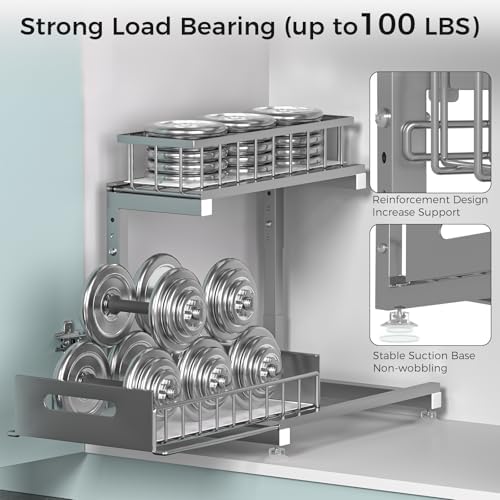 Saydear L-Shaped Under Sink Organizer, 2-Tier Pull-out Cabinet Rack 1-Pack - Image 5