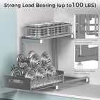 Saydear 2-Pack L-Shaped Under Sink Organizer, 2-Tier Pull-out Cabinet Rack - Image 5