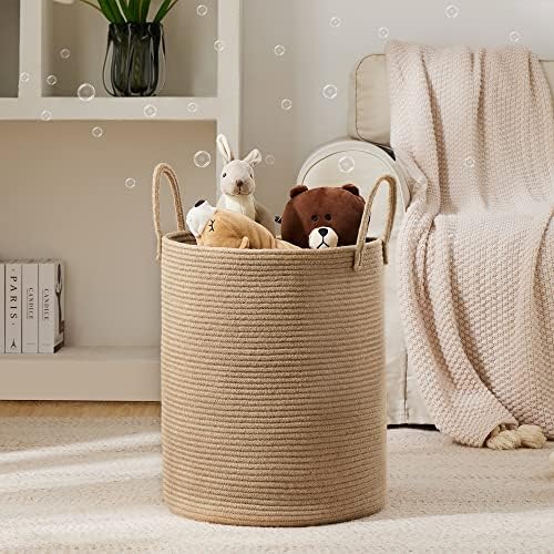 YOUDENOVA Jute Rope Laundry Hamper Basket, 58L Blanket Basket for Nursery - Image 2