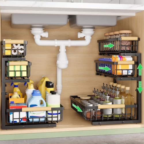3 Tier Under Sink Organizer: Pull Out Cabinet Storage for Bathroom,2 Pack by Unknown