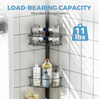 Urackify Corner Shower Caddy Tension Pole 4 Tier Shower Organizer, Black - Image 6