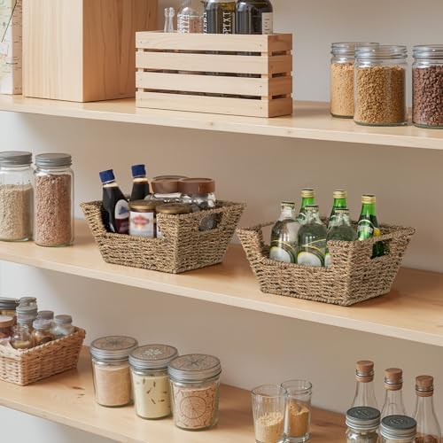 StorageWorks Wicker Storage Baskets for Shelves, Pantry Baskets, Seagrass - Image 5