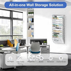EasyPAG Wall File Organizer for Office 14 Pocket Mesh Wall Mounted Paper Organizer Hanging Folder Holder with Nametag Label for Home School, Silver - Image 5