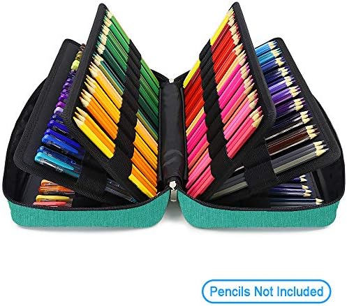 YOUSHARES Big Capacity Colored Pencil Case - 300 Slots large Pen Case Organizer with Multilayer Holder for Prismacolor Colored Pencils & Gel Pen (Green) - Image 3
