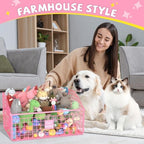 Kaiferty Indestructible Dog Toy basket, Large Toy Bin for Dogs,Pet Toy Bin Dog Metal Basket Organizer Storage for Toys Food Storage (Pink) - Image 6