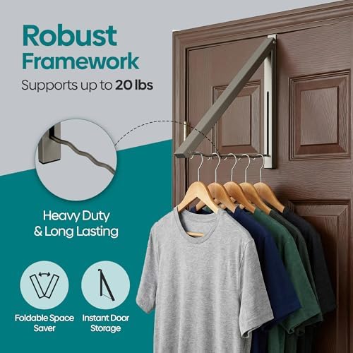 HOLDN’ STORAGE Over The Door Hanger, Single Foldable Rack Organizer, 2 Pack - Image 4