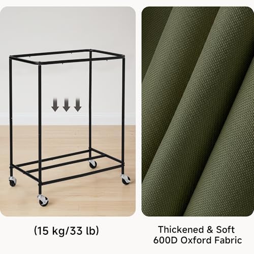 StorageWorks 2 Section Laundry Hamper, 100L Green Sorter Cart with Wheels - Image 5