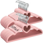 Coloch 50 Pack Pink Velvet Hangers, Non-Slip Clothes Hangers with 360 Degree Rotating Hook Thin Felt Adult Hanger for Coat, Dress, Shirt, Jacket by Coloch