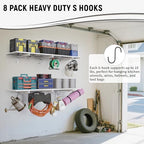 2 Pack Garage Wall Shelving, 46" x 12.5" Heavy Duty Storage Racks, Garage Shelves Wall Mounted with 8 Hooks, 320 LBS Capacity Floating Metal Shelf Organizer for Laundry Room, Basement, Workshop - Image 6