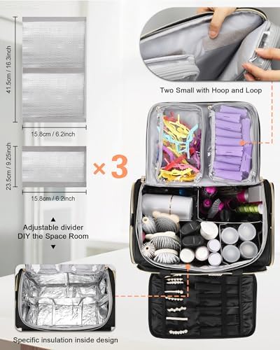 MONSTINA Hairstylist Travel Bag, Extral Large Hairdressing Bag Hair Tools Travel Case with Adjustable Dividers Professional Beauty Hairdresser Accessories Bags for Barber Heat Insulation - Image 5