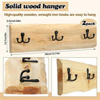 Threehoney 2 Pcs Wooden Wall Coat Rack, 15.8 Inch with 3 Hooks Farmhouse - Image 4