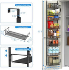 VyGrow 12.3" W Narrow Over the Door Pantry Organizer, 8-Tier Over the Door Organizer with Adjustable Basket, Pantry Door Organization for Pantry Kitchen Storage Room Spice Rack, Black - Image 3