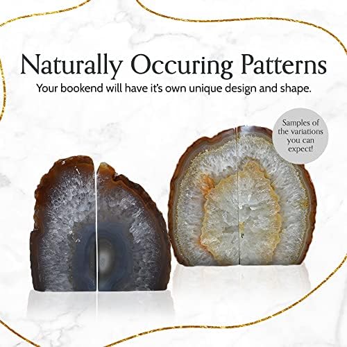 Nature's Decorations Natural Agate Bookends - A-Quality Small Heavy Duty Geode, Earth Tone & Neutral Decor, Unique Crystal Gift, 1 Pair (2-3 lbs) - Image 6