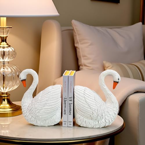 Swan Book Ends Decorative Bookends for Shelves, Elegant Swan Bookends for Bookshelf Decor, Animal Decorative Book Stoppers for Home Office - Image 6