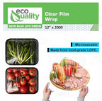 12 Inch x 2000 Feet Plastic Film Roll – Clear Food Wrap Roll Commercial Plastic Wrap Film Cutter Box Food Service Packaging Wrap for Restaurants, Kitchen, Travel, Catering, Party and Events (1) - Image 2