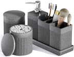 6-Piece Bathroom Set Grey - Stone Textured Resin Bathroom Organizer with Soap Dispenser, Toothbrush Holder, Vanity Tray, Tumbler & Cotton Swab Jars for Small Spaces by LetUsMakeHomeYourFavoriteDestination