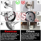 6 Pieces Brushed Nickel Bathroom Hardware Accessories Set Hand Towel Ring 16&23.6 inch Round Towel Bar Silver Toilet Paper Holder Towel Hooks 2 Pieces SUS 304 Stainless Steel,Heavy Duty,Wall Mounted - Image 6
